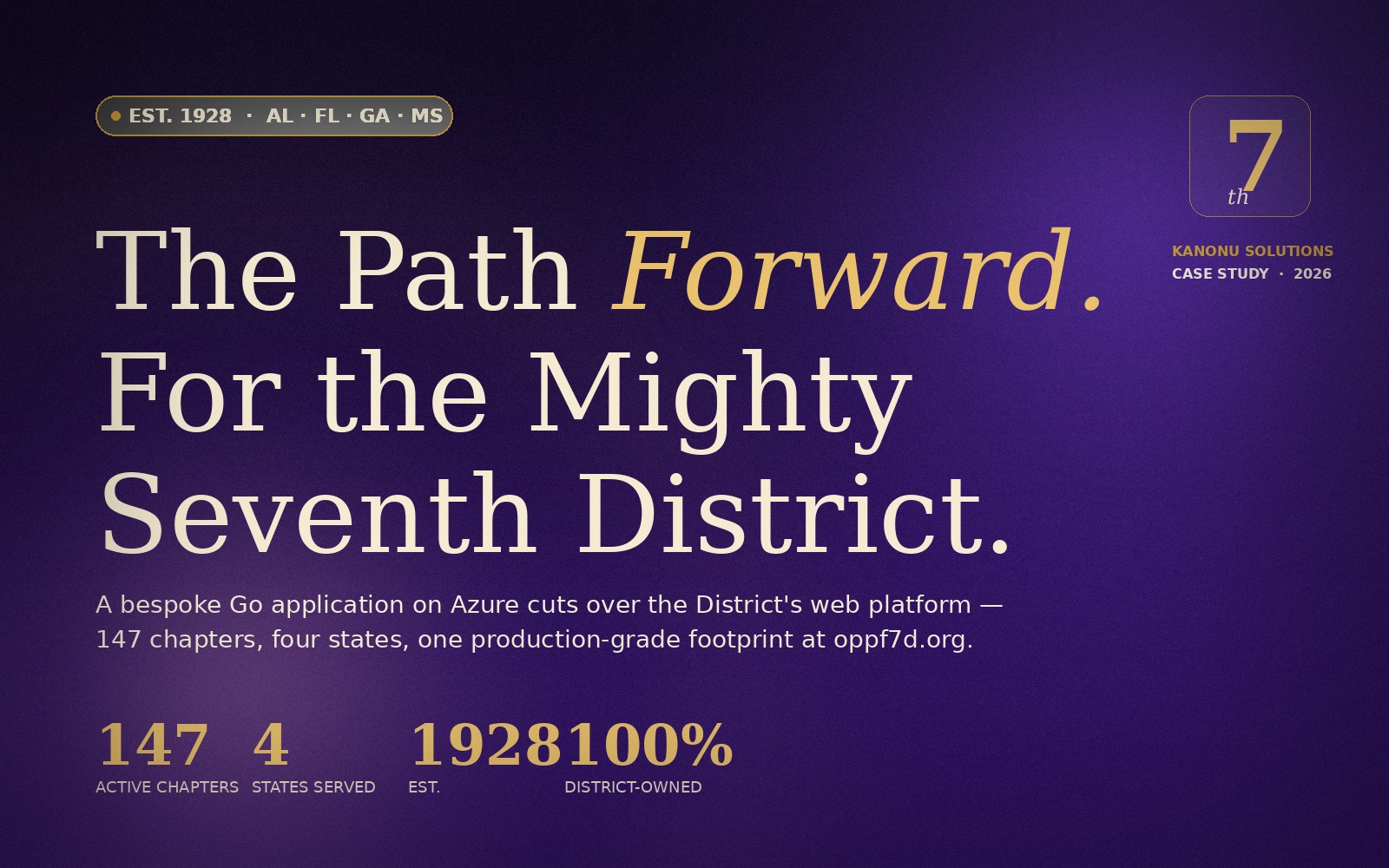 Mighty Seventh District, Omega Psi Phi Fraternity, Inc. — Brand System + Platform Build + Cloud Infrastructure + Admin Tooling